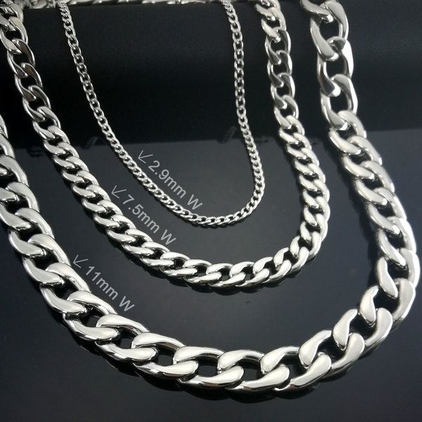 

classic necklace prevent allergy polished necklace n294 361 358 man women, Silver