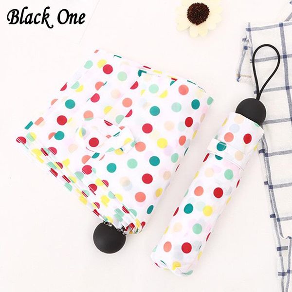 

fee shipping women rain three folding umbrella for girls sunny and rainy female waterproof parasol dot pattern small paraguas bbypvp lg2010