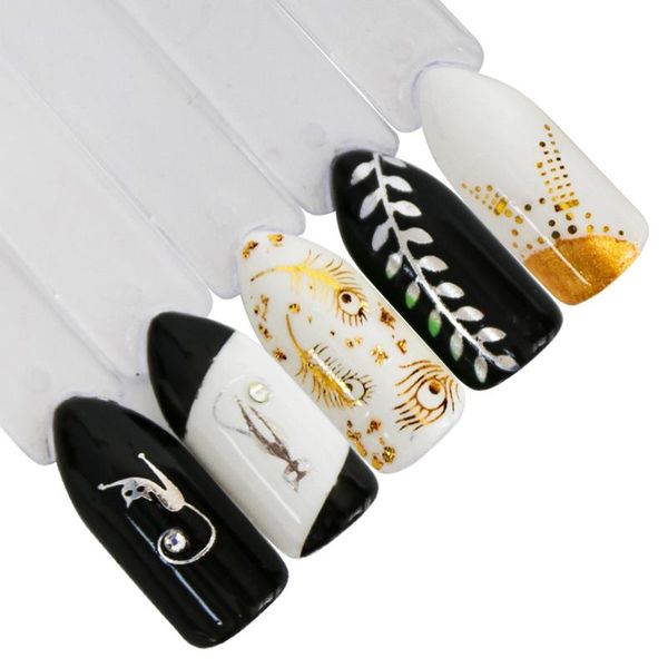 

1 pcs gold silver stickers water transfer decals for nail lace flowers cat jewelry french manicure stickers stencil tips say, Black