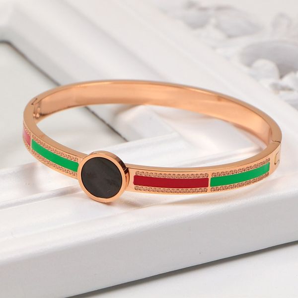 

2018 New Titanium steel Brand Black Circ bracelet bangles for women rose gold fashion fine jewelry logo top quality