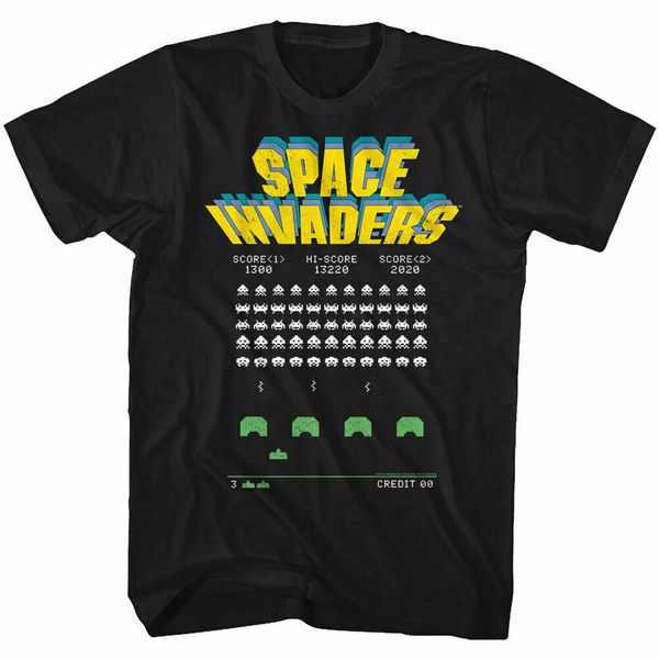 

space invaders old screen black t-shirt cotton tee shirt streetwear casual