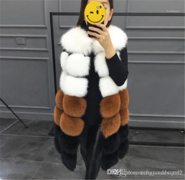 

female clothing luxury fashion style casual apparel womens winter designer faux fur sleeveless warm long style, Black