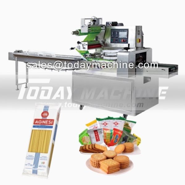 

flow pillow type automatic cookies packing machine