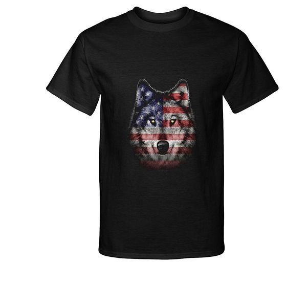 

2019 new summer cool tee shirt fashion american wolf flag patriotic t-shirt cotton t-shirt