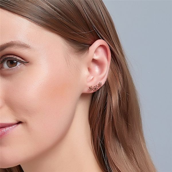 

20pairs/lot european selling flower earrings hollow out three floral ear clip cuff for women copper cool fashion jewelry accessories, Silver