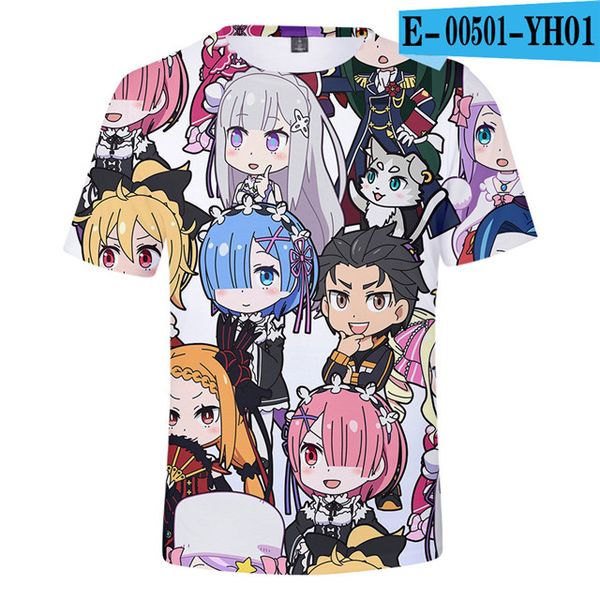 

re zero girls clothing rem and ram japanese anime 3d print shirts oversized graphic horror men clothing