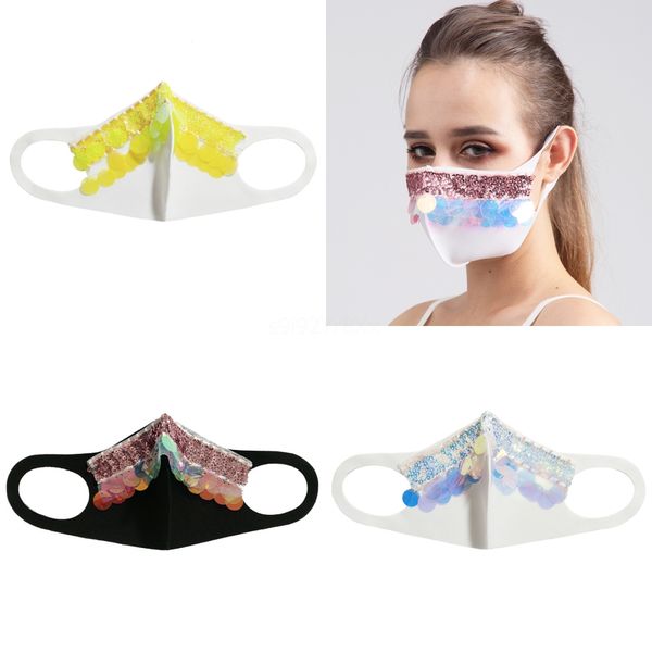 

cross-border source sequin masks sunscreen ice silk coloreds fashion sunscreen dustproof breathable cotton cloth washable factory#954, Black
