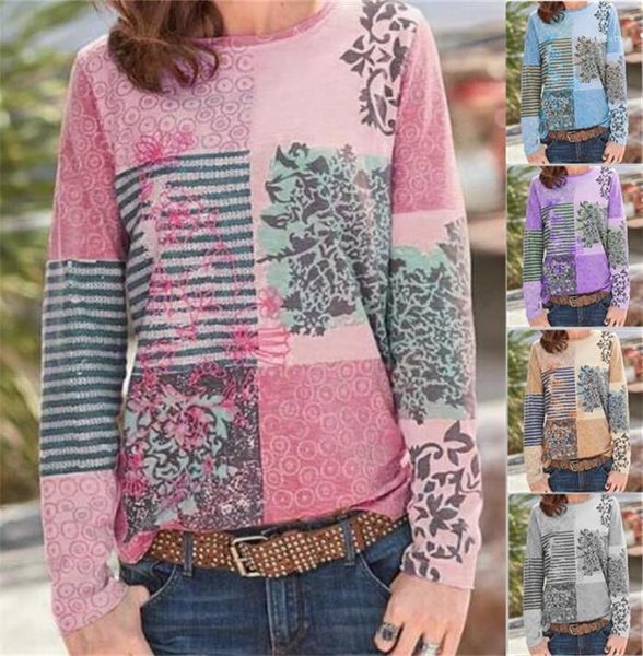 

t shirts plus size causal long sleeve high street women spring o neck pullover tshirts clothing digital pattern womens, White