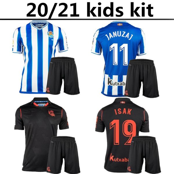 

2020 2021 kids kit real sociedad soccer jerseys willian j. oyarzabal agirretxe juanmi home away 20 21 royal society football shirt, Black;yellow