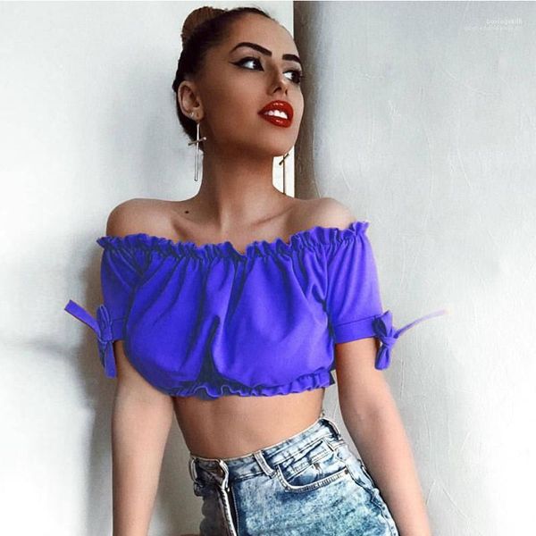 

strapless womens designer tshirts fashionable candy color belly buttom women women summer clothes, White