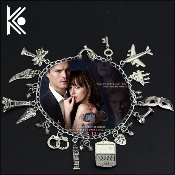 

movie jewelry 50 fifty shades of grey handcuffs hand catenary charm bracelet handcuffs crime jewelry, Black