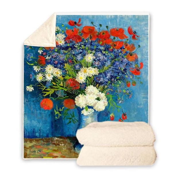 

blankets gogh oil painting 3d printed sherpa blanket couch quilt cover travel bedding velvet plush throw fleece bedspread vg6