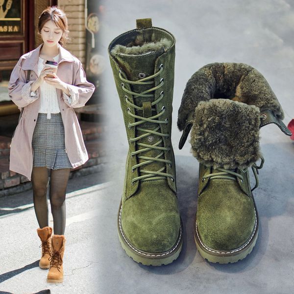 

genuine leather snow boots woman high fur inside waterproof plush warm winter wedge shoes 2020 lady waterproof ladies platform, Black