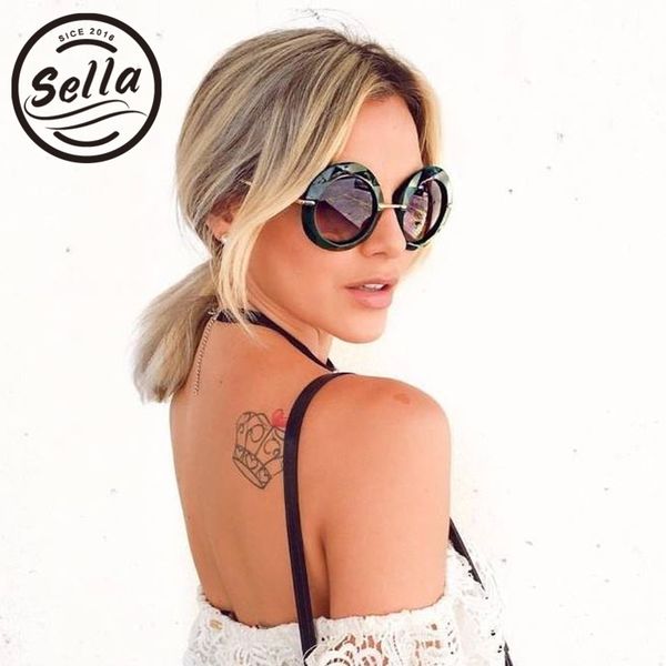 

sunglasses 2021 fashion women oversized round brand designer retro classic transparent frame polygon ladies sun glasses uv400, White;black