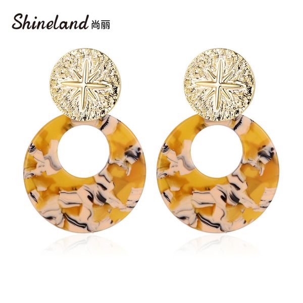 

shineland fashion vintage big resin drop earrings for women 2020 new acetic acid large acrylic earrings trendy charm jewelry, Silver