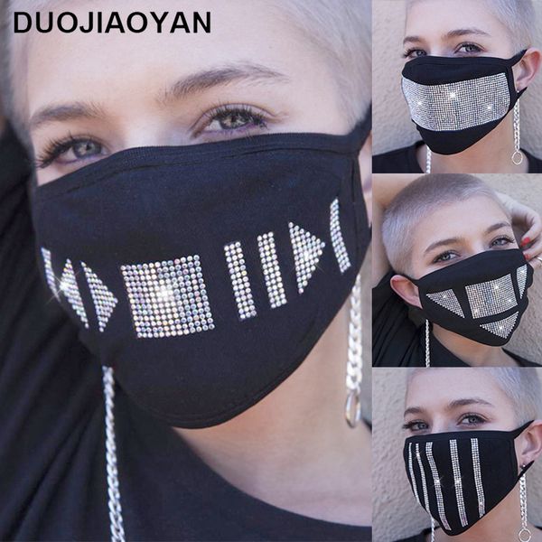 

fashion mask bling face mask crystal rhinestone diamond sparkle reusable cloth face cover protive facemask for teenager black cycling