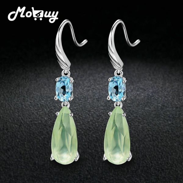 

mobuy gemstone prehnite 100% 925 sterling silver jewelry women earrings white gold plated for women party mbei056