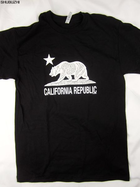 

california star republic bear skate style black tee shirt men's choose a size fashion style men tee,cotton classic tee