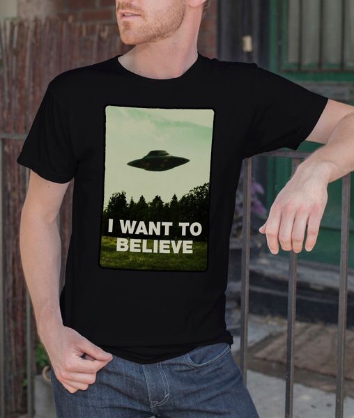

i want to believe men black t-shirt x files tee ufo alien shirt s m l xl xxl 2020 fashion t shirt 100% cotton tee shirt