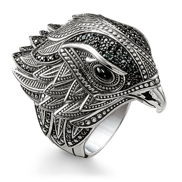 

cluster rings moonrocy thai silver color crystal party open ring eagle for women girls gift drop bird jewelry wholesale, Golden;silver