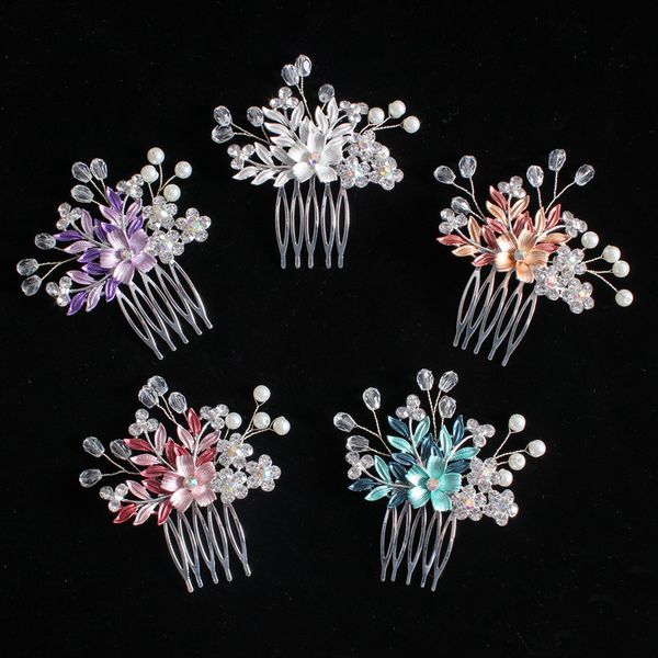 

bride elegant wedding hair comb white crystal pearl lady hairpin bridal headdress temperament hair accessories, Golden;silver