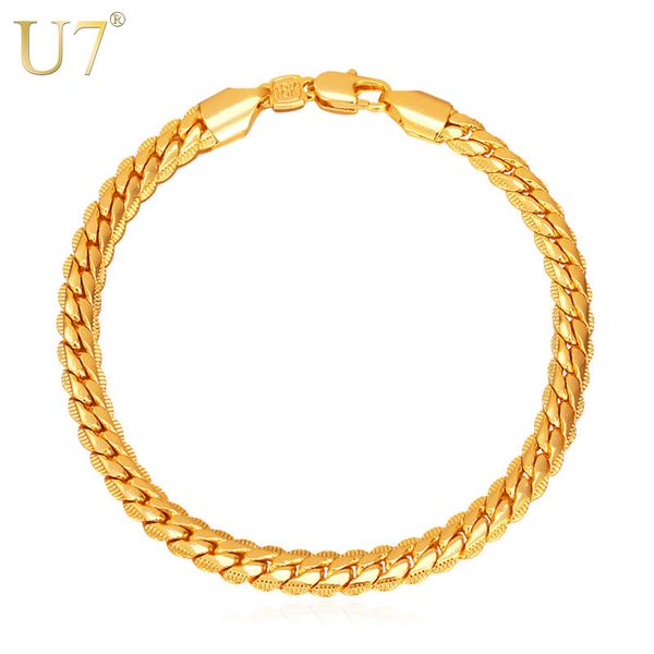 

u7 minimalist bracelet men jewelry gold color gift wholesale meditation hand chain cuban link mens bracelet trendy h339, Black