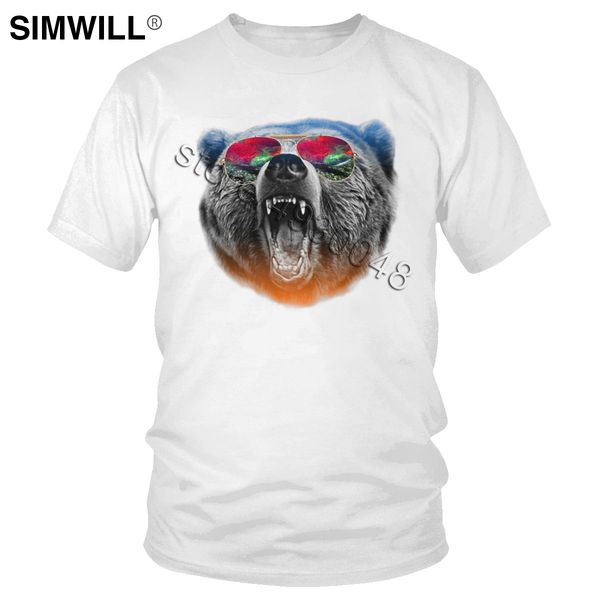 

summer hunting bear t-shirt retro summer soft cotton t shirt men's short sleeve o neck russia wild tees plus size tshirt
