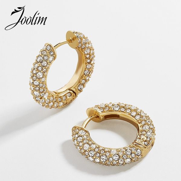 

hoop & huggie joolim white pink mirco pave earring trendy party, Golden;silver