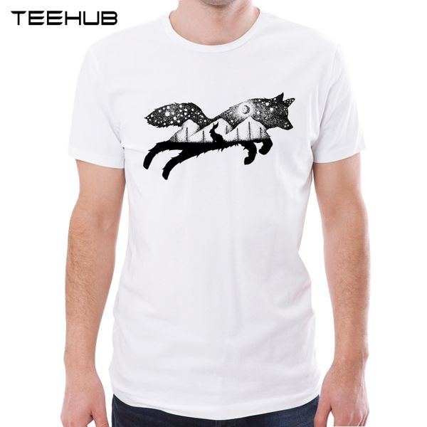 

teehub новое прибытие 2019 мужчины моды fox и заяц printed t-shirt с коротким рукавом тройник hipster прохладный tops дизайн