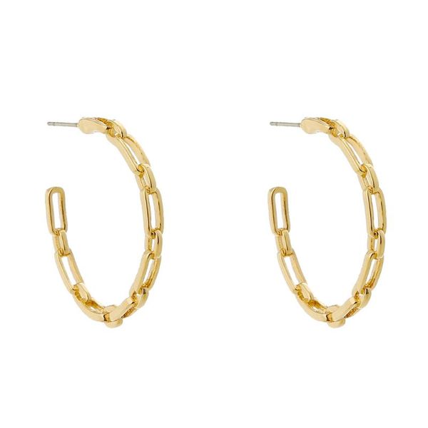 

hoop & huggie designer link chain c shape frame earring women gold plated jewelry gift, Golden;silver