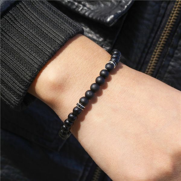

fashion men 6mm bead bracelets classic natural matte stone beads charm handmade bracelet & bangles for men women jewelry, Golden;silver