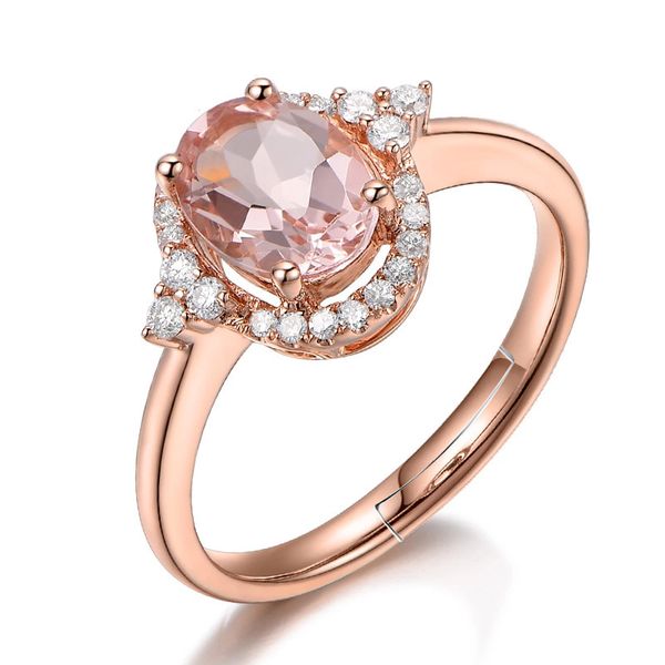 

luxury oval morganite stone rose gold ring adjustable women rings accessories vintage anniversary gift jewelry statement ring, Golden;silver