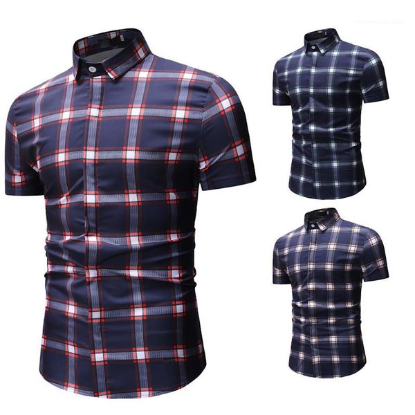 

style plaid printed short sleeve tun-down collar shirts summer mens apparel 20ss mens designer shirts casual bussiness, White;black