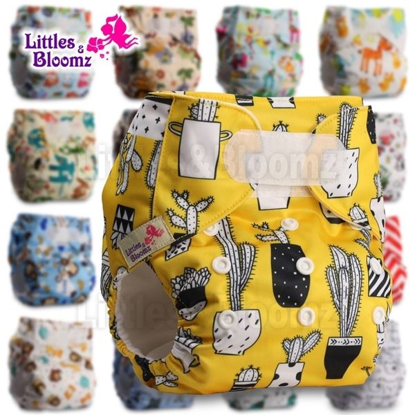 

littles&bloomz]  reusable cloth nappy washable waterproof baby pocket diaper standard hook-loop cover wrap insert
