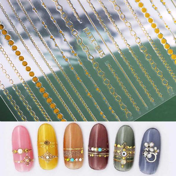 

stickers & decals 1 sheet of 3d for nail gold metal decorations manicure tips, Black