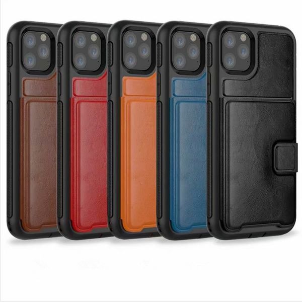 

for iphone 11 pro max xs xr x 8 7 plus leather phone case three anti-mobile wallet case holder cover with card slot