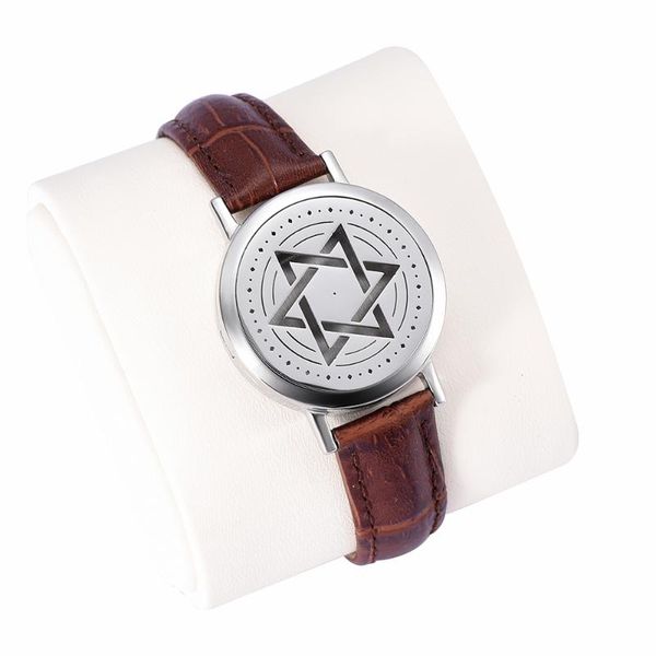 

ijc0022-23 genuine leather band aroma diffuser bracelet selling stainless steel essential oil diffuser bangle gift locket, Black