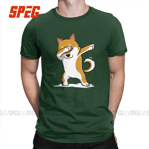

men dabbing shiba inu funny t-shirts dog casual crew neck short sleeved purified cotton tee shirt classic fit t shirts