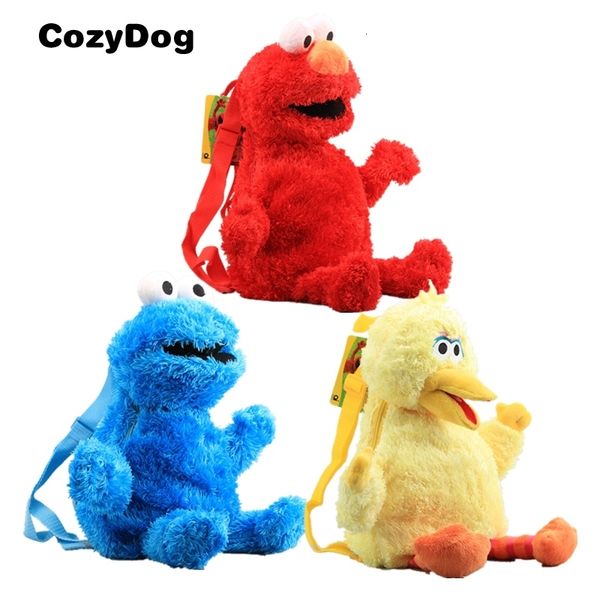 

sesame street plush stuffed backpack elmo cookie monster big bird children's shoulder bag for baby kids birthday gift 46 cm 18' 