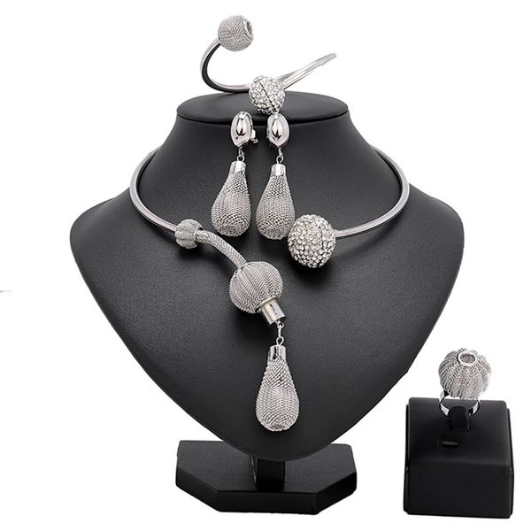 

longqu dubai gold дизайнер ювелирных изделия набор нигерия женские аксессуары свадебные комплект ювелирные изделий способ африканских шарики, Silver