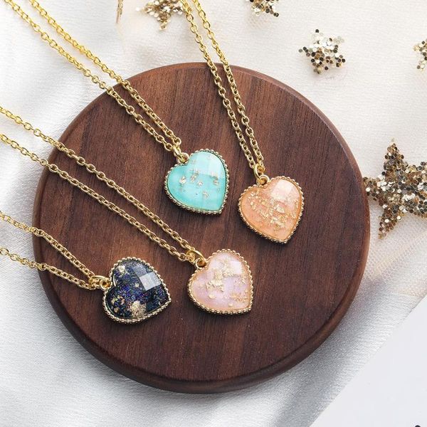 

pendant necklaces women and girls wedding engagement romantic sweet cute colorful heart shape link chain accessories jewelry, Silver