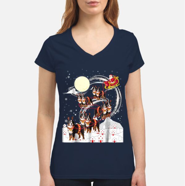 

nice bernese mountain dog reindeer christmas 2019 dog women's v-neck t shirt