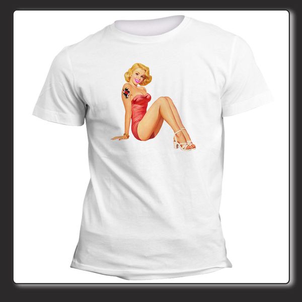 

2019 fashion summer t-shirt t shirt uomo donna pin up tatoo vintage 0120 tee shirt