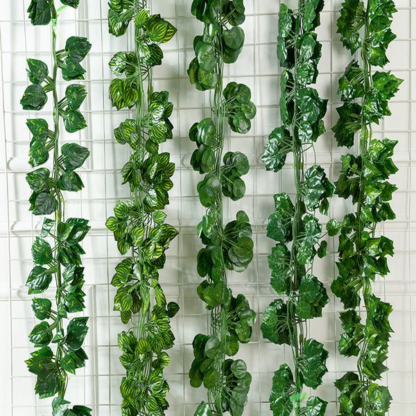 

artificial green fake plants rattan green leaf vine air conditioning attic fence winding leaf vine home decoration