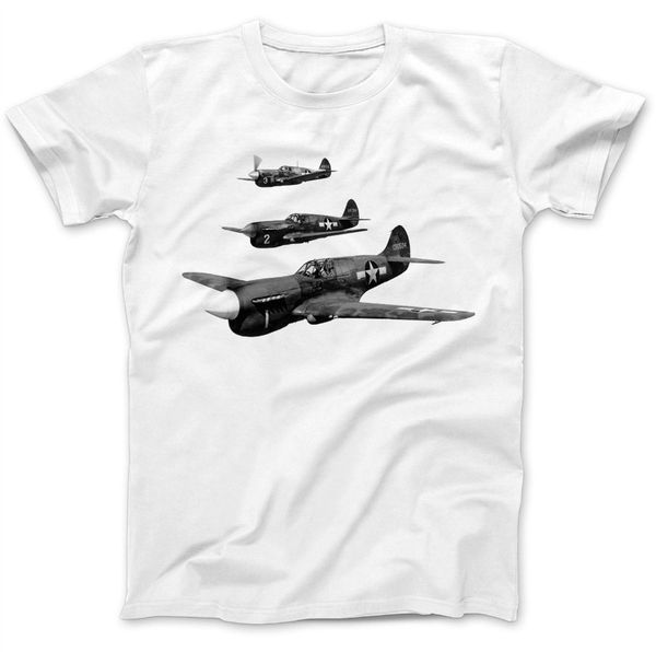 

2020 short sleeve o-neck american p40 kittyhawks t-shirt 100% premium cotton world war 2 aircraft t shirt