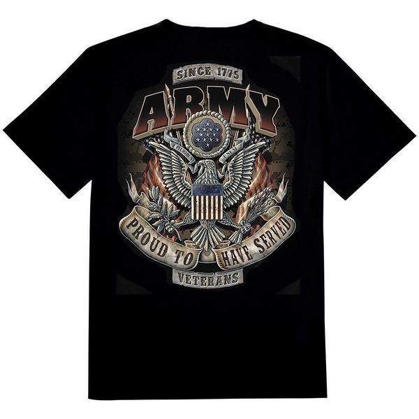 

summer cool tee shirt new nwt us army veterans proud to have served black t-shirt since 1775 2x funny t-shirt