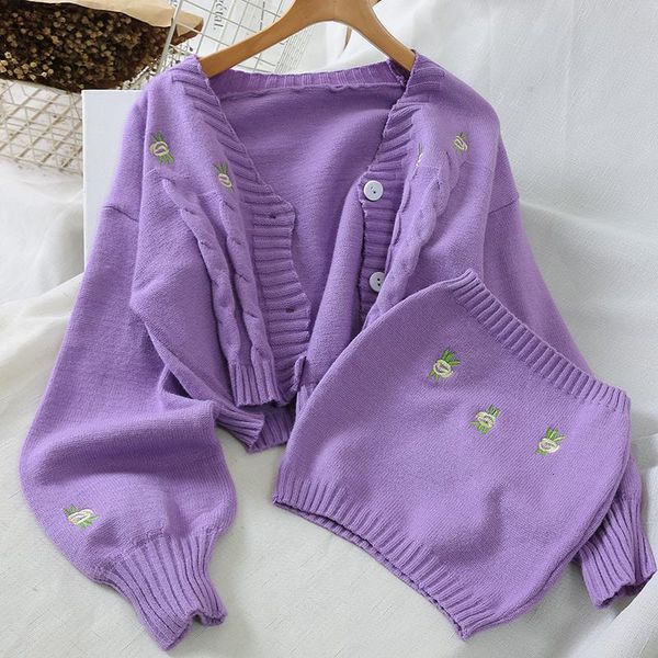 

cardigans women fashion embroidery sweater 2019 new autumn winter ladies knit loose casual joker crop korean matching chest, White;black