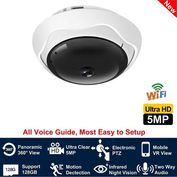 

5mp ultra clear 360 panoramic fisheye ip camera wifi/cat5 wire network ptz view network ptz view