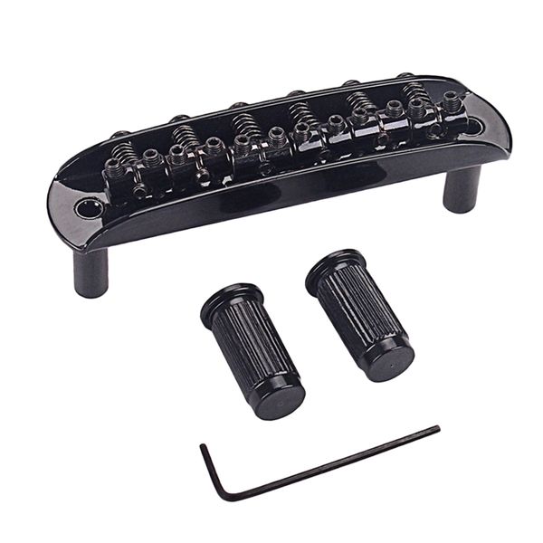 

black guitar bridge assembly for fender mustang guitar with wrench