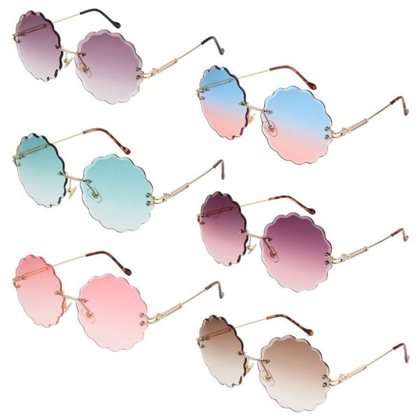 

fashion women sunglasses frameless flower shape lens personality sunshade mirror street pgraphy props glasses jewelry gifts, White;black